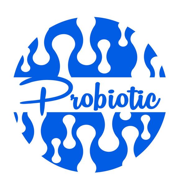 Sfondo testo probiotici. Microrganismo microprobiotico - Vettoriali, immagini