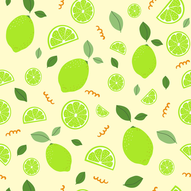 Citrus pattern. Lime. Seamless pattern background. Lemones texture vector. - Wektor, obraz