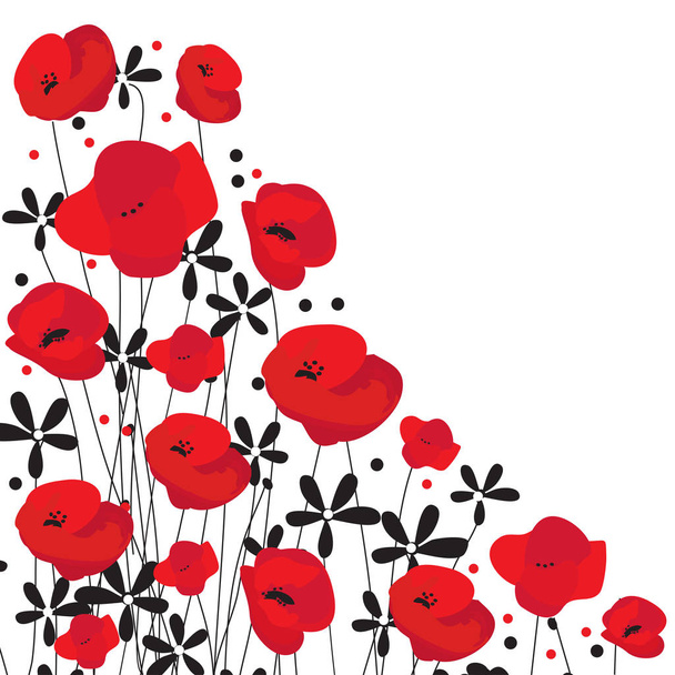 Červená vlčí mák květ izolovaných na bílém pozadí, vektorové ilustrace - Vektor, obrázek