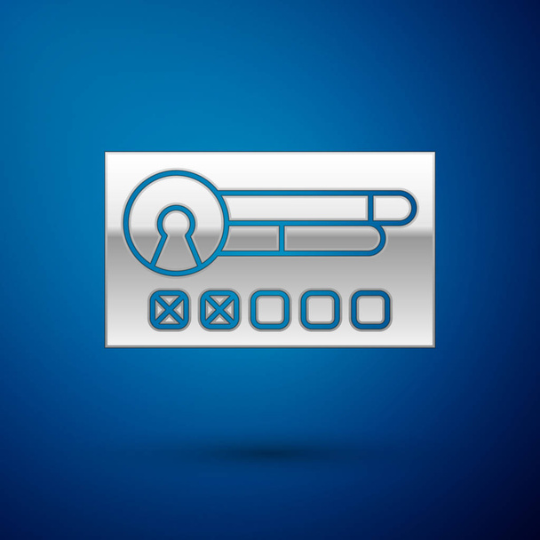 Silver Create account screen icon isolated on blue background. Vector Illustration - Wektor, obraz