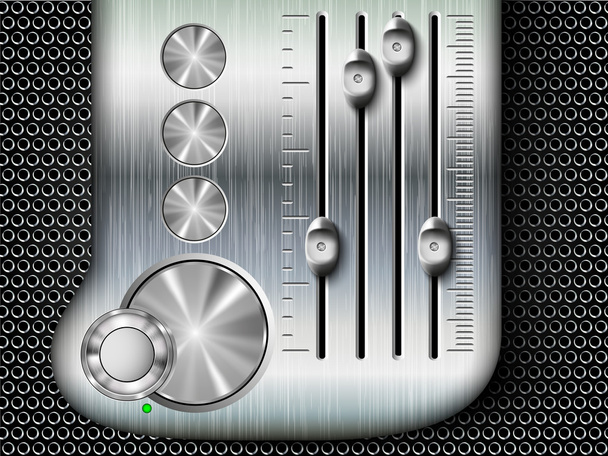Vector buttons with metallic mixing console faders - Вектор,изображение
