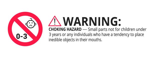 Not suitable for children under 3 years choking hazard forbidden sign - Vector, Image
