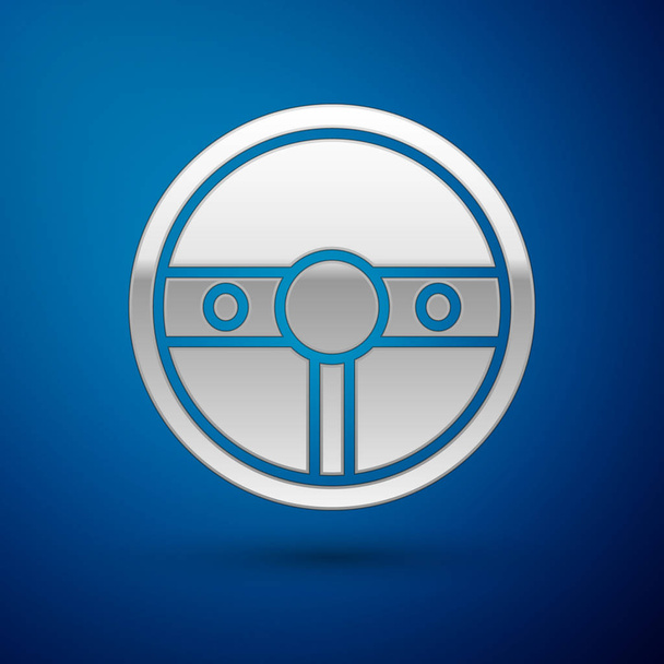 Icona volante argento isolato su sfondo blu. Icona ruota auto. Illustrazione vettoriale
 - Vettoriali, immagini