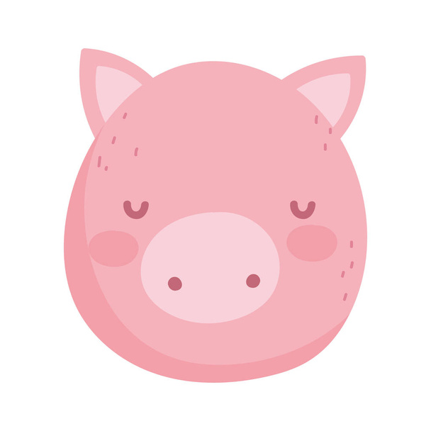 cute pig face farm animal cartoon - Vetor, Imagem
