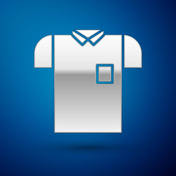 Ikona košile Silver Polo izolované na modrém pozadí. Vektorová ilustrace - Vektor, obrázek