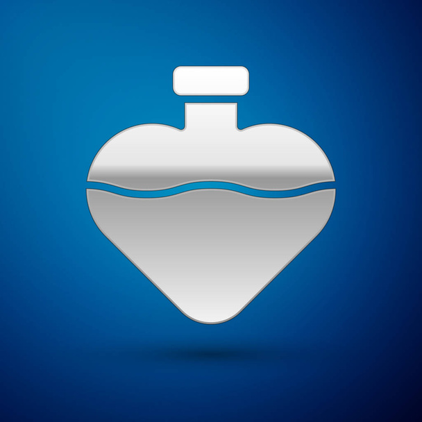 Garrafa de prata com ícone de poção de amor isolado no fundo azul. Símbolo do dia dos namorados. Ilustração vetorial
 - Vetor, Imagem
