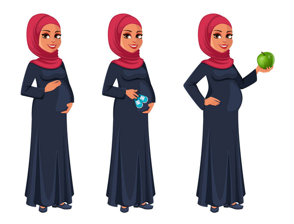 Mooie zwangere moslim vrouw in hijab - Vector, afbeelding