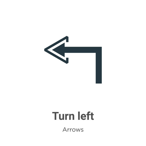 Turn left vector icon on white background. Flat vector turn left icon symbol sign from modern arrows collection for mobile concept and web apps design. - Vettoriali, immagini