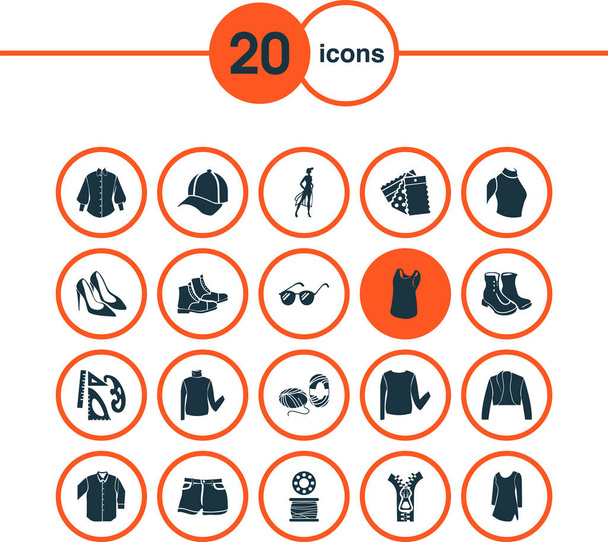 Fashion design icons set with sunglasses, rulers, shoes and other shorts elements. Isolated vector illustration fashion design icons. - Vector, Image