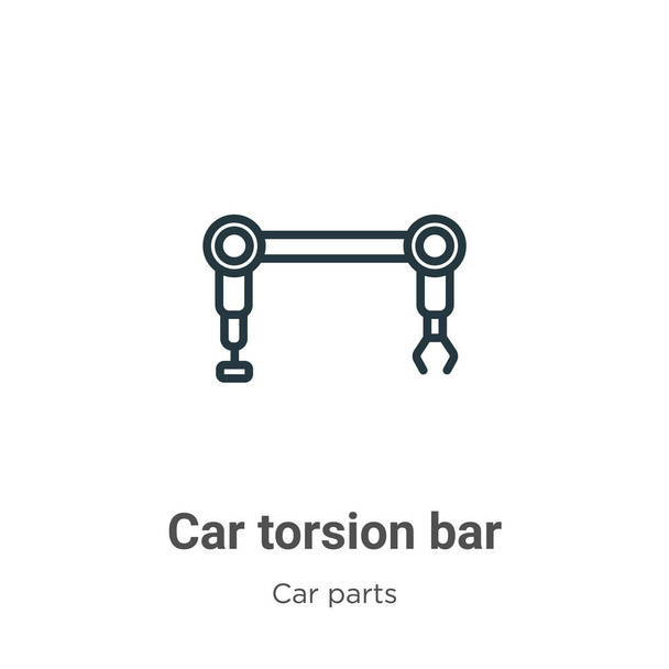 Car torsion bar outline vector icon. Thin line black car torsion bar icon, flat vector simple element illustration from editable car parts concept isolated on white background - Vektori, kuva