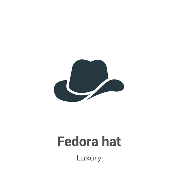 Fedora hat Glyphen-Symbolvektor auf weißem Hintergrund. flacher Vektor Fedora Hut Symbol Symbol Zeichen aus der modernen Luxus-Kollektion für mobiles Konzept und Web-Apps-Design. - Vektor, Bild