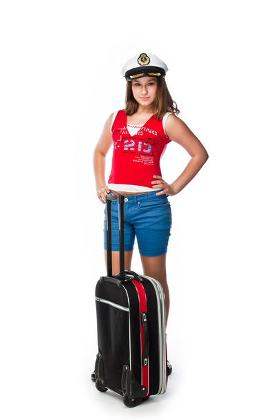 Girl with a suitcase - Foto, imagen