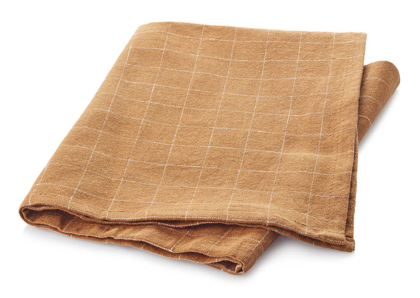 Składana jasnobrązowa serwetka bawełniana w kratę - Zdjęcie, obraz