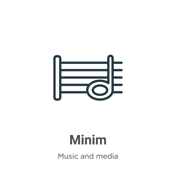 Minim outline vector icon. Thin line black minim icon, flat vector simple element illustration from editable music and media concept isolated on white background - Vektor, kép