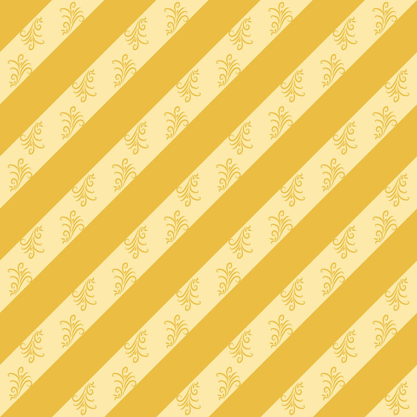 patrón de vector sin costuras con rayas diagonales amarillas y hojas
 - Vector, Imagen