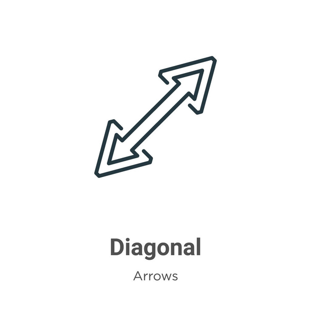 Diagonal outline vector icon. Thin line black diagonal icon, flat vector simple element illustration from editable arrows concept isolated on white background - Vettoriali, immagini