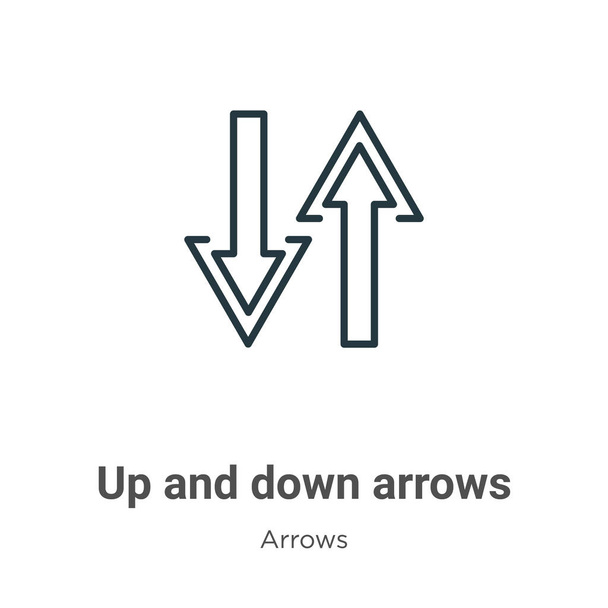Up and down arrows outline vector icon. Thin line black up and down arrows icon, flat vector simple element illustration from editable arrows concept isolated on white background - Vecteur, image