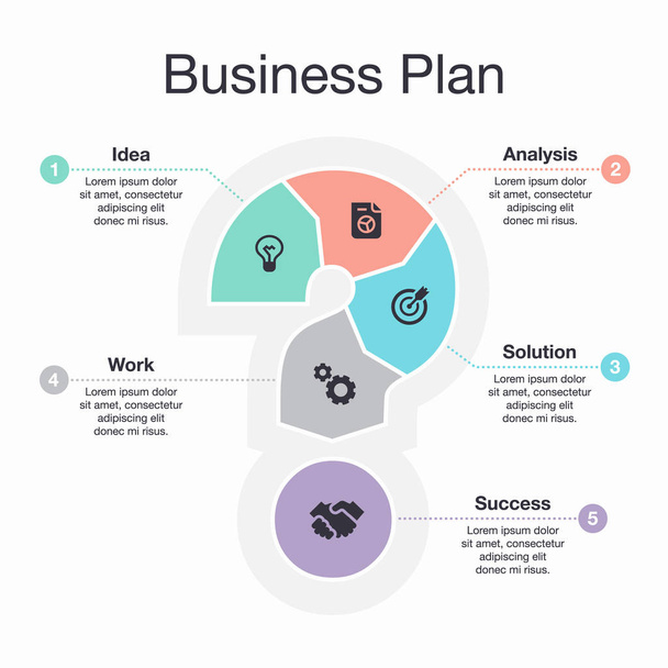 Modello di visualizzazione del business plan infografico vettoriale su sfondo chiaro
. - Vettoriali, immagini