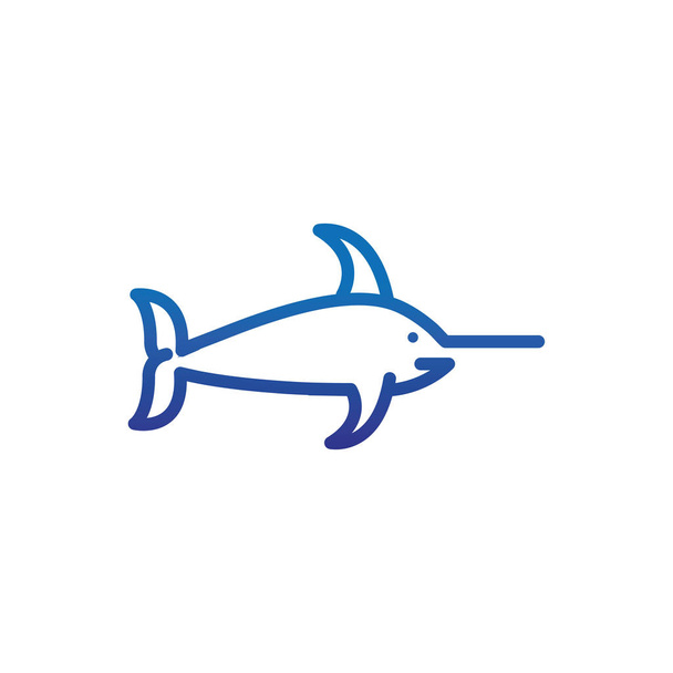 marlin fish marine life thick line blue - Vector, afbeelding