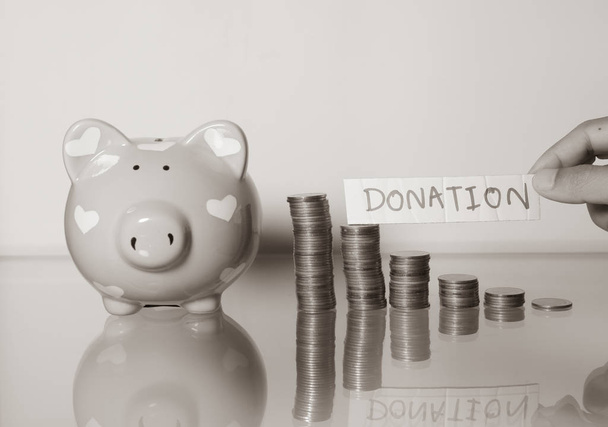 Money jar with coins Saving for Donation Concept - Foto, Imagem