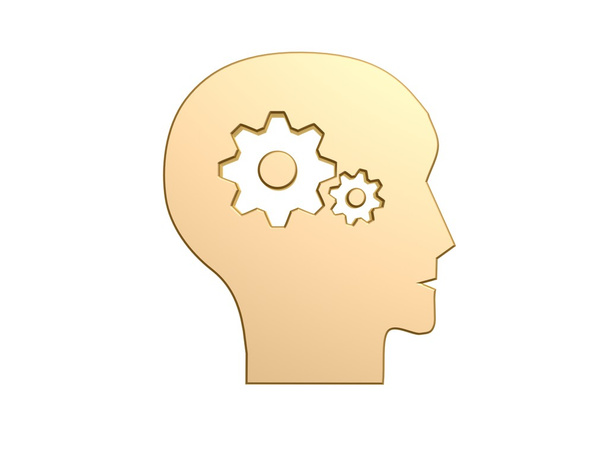 Gouden gear hersenen hoofd - Foto, afbeelding