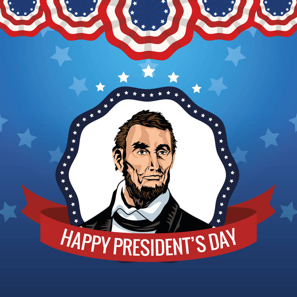 щасливі президенти день плакат з Абрахам Лінкольн
 - Вектор, зображення