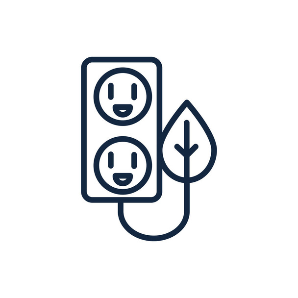 electrical outlet leaf ecology environment icon linear - Vector, Image