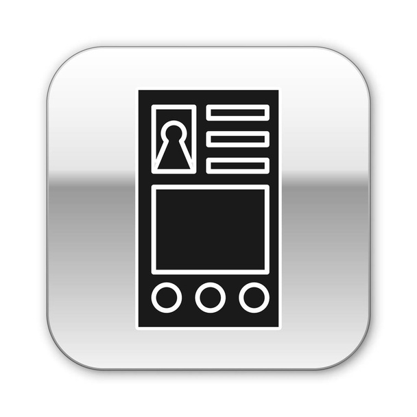 Noir Créer une icône d'écran de compte isolé sur fond blanc. Bouton carré argenté. Illustration vectorielle
 - Vecteur, image