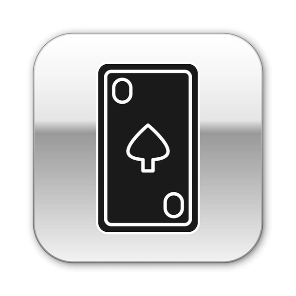 Negra Jugando a las cartas con diamantes símbolo icono aislado sobre fondo blanco. Juego de casino. Botón cuadrado plateado. Ilustración vectorial
 - Vector, Imagen