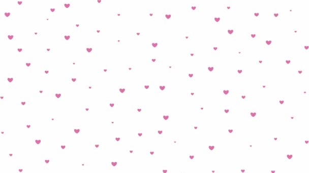 pink hearts fly from top to bottom. rain of hearts isolated on white background - Footage, Video
