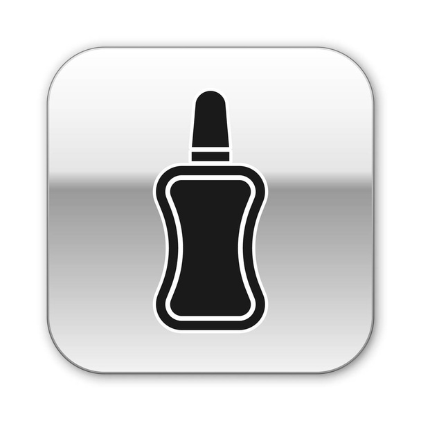 Icona bottiglia smalto nero isolato su sfondo bianco. Pulsante quadrato argento. Illustrazione vettoriale
 - Vettoriali, immagini