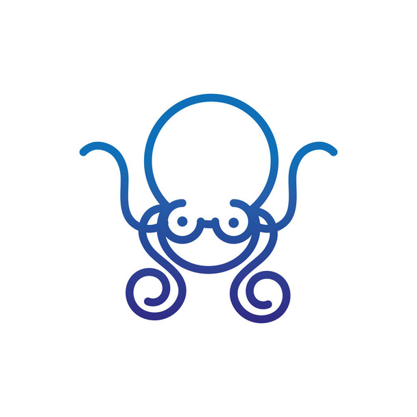 octopus tentacles marine life thick line blue - Vector, afbeelding