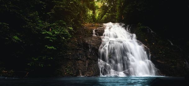 Waterfall in tropical forest around the wild jungle, Asia, Thail - Φωτογραφία, εικόνα