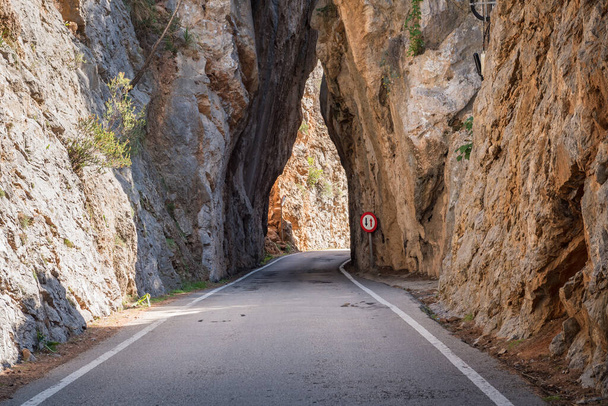 Tunnel through the rocks. Majorca island, Spain - 写真・画像