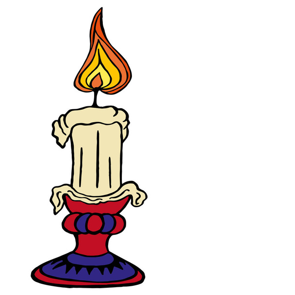 Διανυσματική εικόνα. Κοντινό πλάνο του αφηρημένου κηροπήγιο με ένα αναμμένο κερί. Σχεδιασμός εξωφύλλου, εκτύπωση ρούχων, κλωστοϋφαντουργίας. - Φωτογραφία, εικόνα