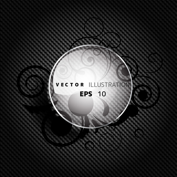 Metallic background with carbon texture and floral elements - Vetor, Imagem