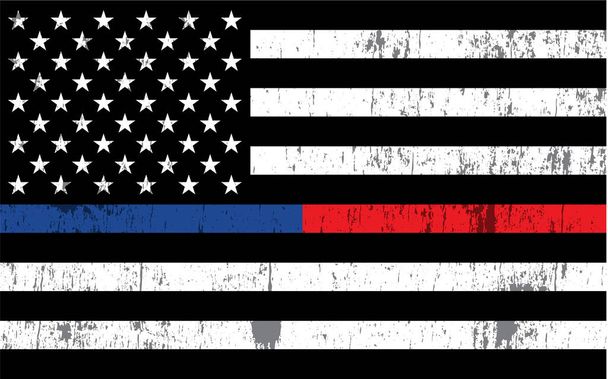Policja i strażak American Flag Tło Ilustracja - Wektor, obraz