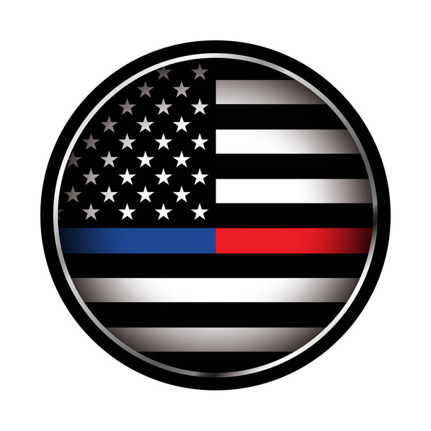 Ilustracja godła amerykańskiej flagi policji i strażaka - Wektor, obraz