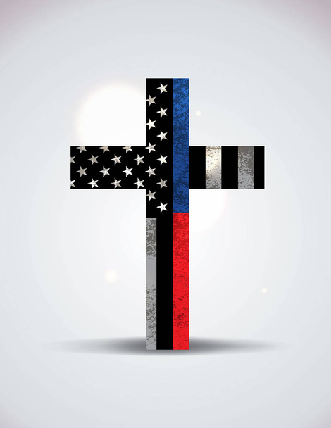 Police and Firefighter Support Cross Illustration - Vector, Image
