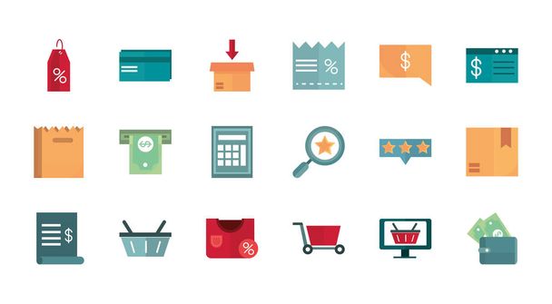 achat commerce commerce commerce en ligne ensemble d'icônes - Vecteur, image