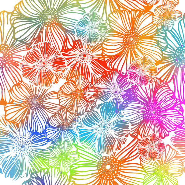 Rainbow abstract flower. Mixed media. Vector illustration - Vektori, kuva