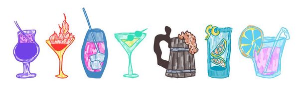 Doodle alkoholtartalmú italok, színes, fényes, érdekes - Fotó, kép