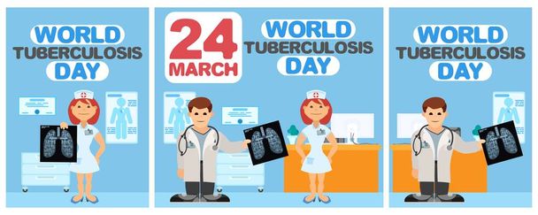 selection poster tuberculosis control flat drawing hospital - Photo, Image