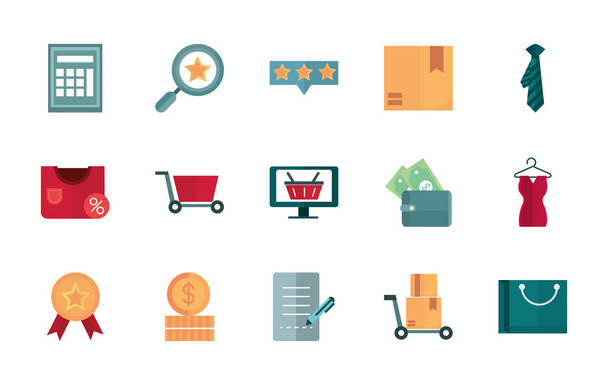 achat commerce commerce commerce en ligne ensemble d'icônes - Vecteur, image