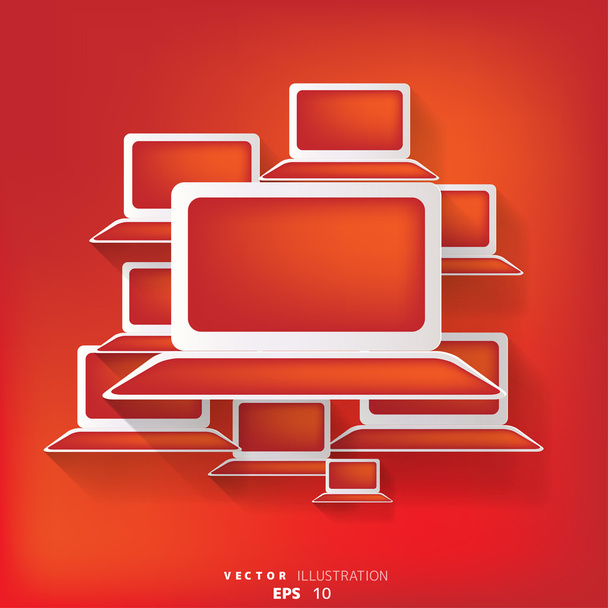 abstracte achtergrond met laptop web pictogram, platte ontwerp - Vector, afbeelding