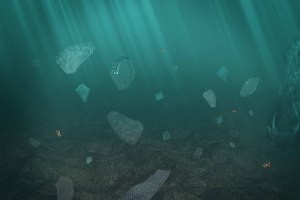 Kunststof ondergedompeld in het zee concept - Foto, afbeelding