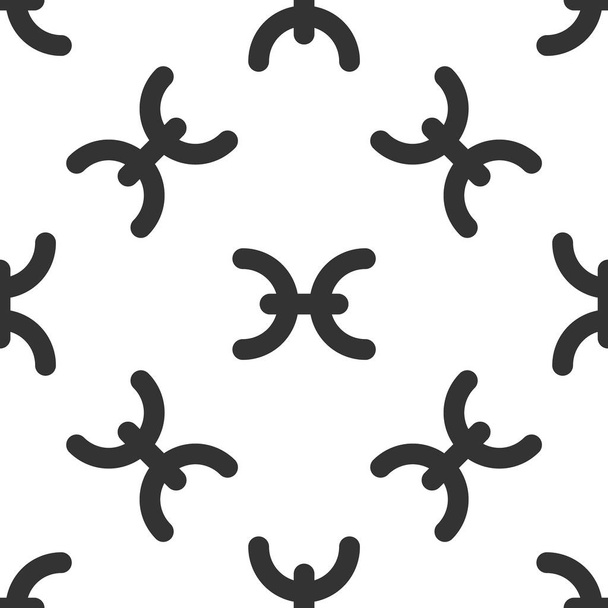 Grey Pisces zodiac sign icon isolated seamless pattern on white background. Astrological horoscope collection. Vector Illustration - Vector, Image