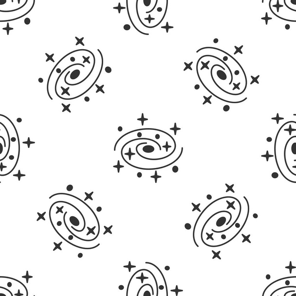 Cinza Via Láctea galáxia espiral com estrelas ícone isolado padrão sem costura no fundo branco. Ilustração vetorial
 - Vetor, Imagem