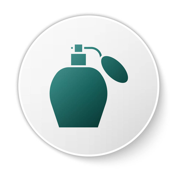 Groene parfum icoon geïsoleerd op witte achtergrond. Witte cirkel knop. Vector Illustratie - Vector, afbeelding