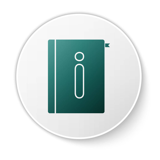 Zöld felhasználói kézikönyv ikon elszigetelt fehér háttér. Használati utasítás. Utasítás jel. Használat előtt olvassa el. Fehér kör gomb. Vektorillusztráció - Vektor, kép